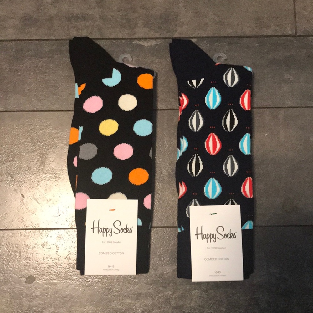 NWT MENS HAPPY SOCKS 🧦 2 PAIRS SIZE 10-13